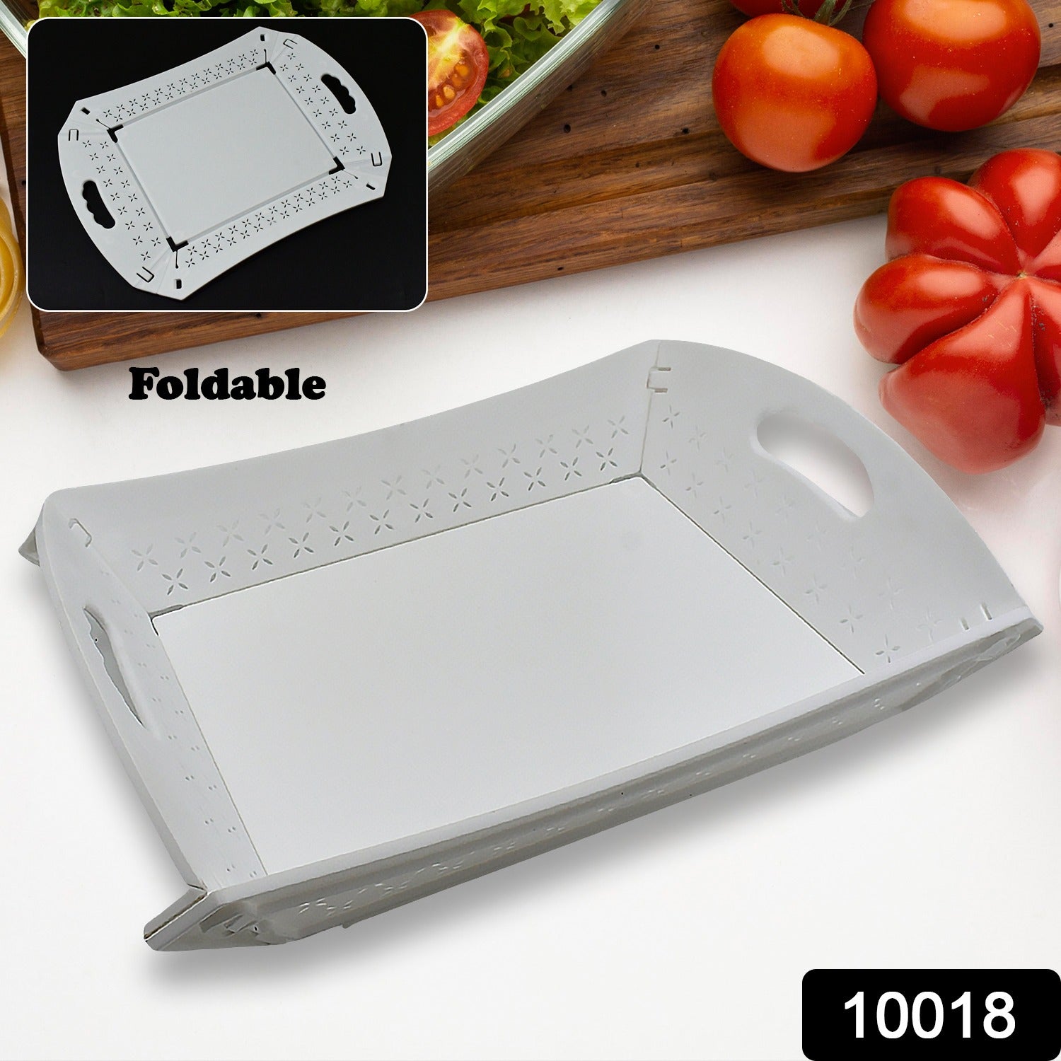 10018 Foldable Serving Tray Plastic Serving Traywith Handle Serving Tray For Food Kitchen Outdoors Restaurants (1 Pc) 10018 Foldable Serving Tray Plastic Serving Traywith Handle Serving Tray For Food Kitchen Outdoors Restaurants (1 Pc)
